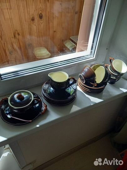 Сервиз СССР, набор посуды из дерева