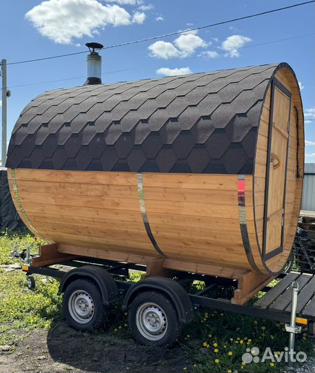 Баня бочка на колесах в аренду
