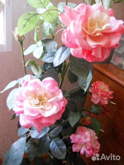 Роза искусственная в горшке, 125см