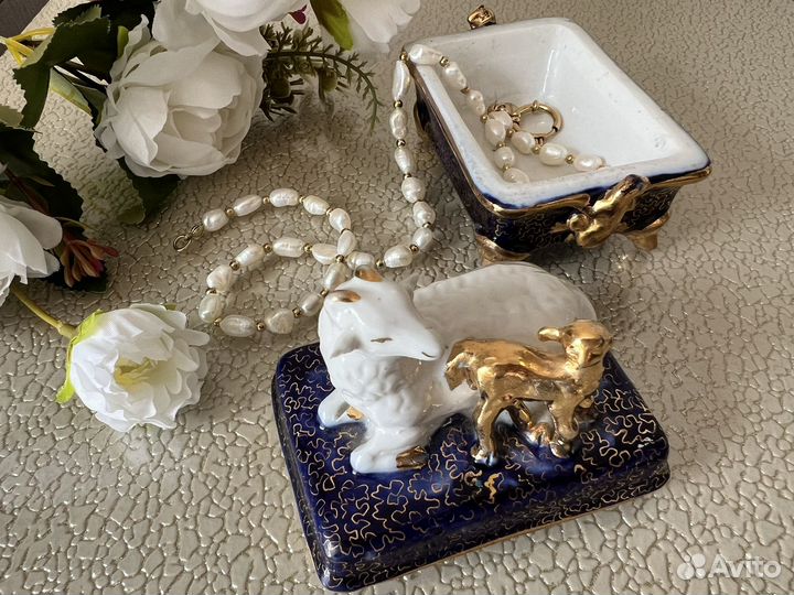 Шкатулка овечка с ягненком Дулево 1956 год СССР