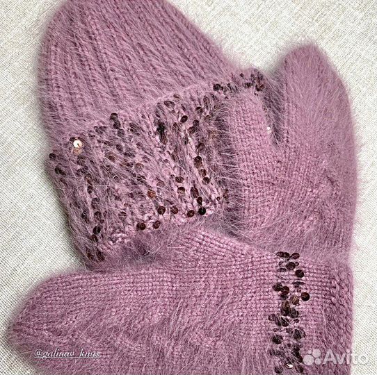 Шапка и варежки из ангоры