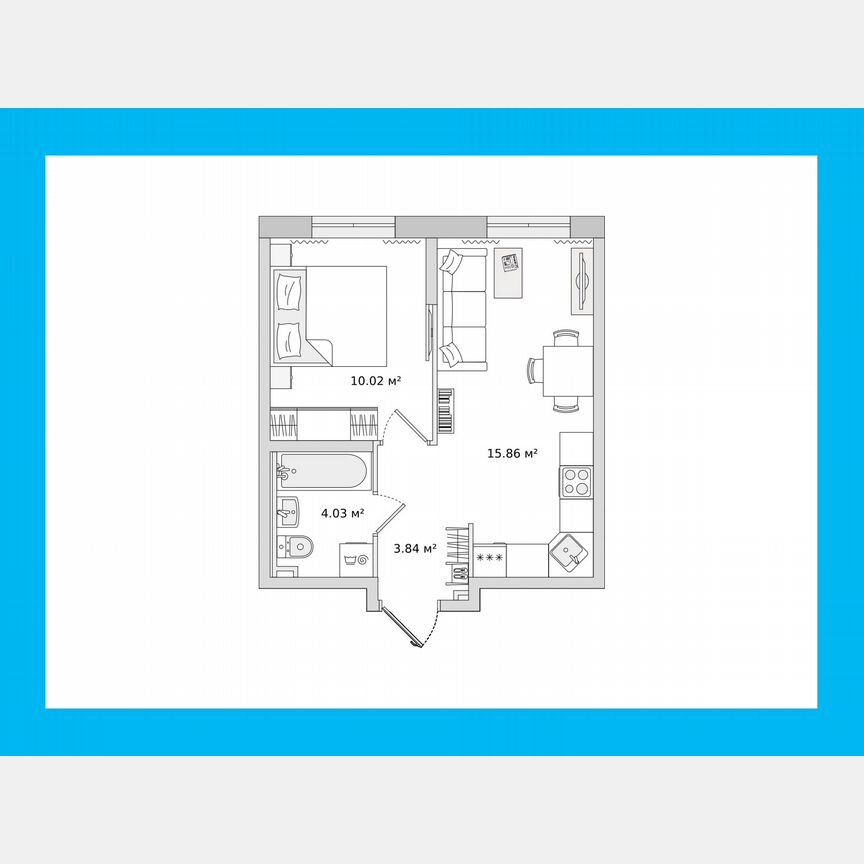 1-к. квартира, 33,4 м², 2/21 эт.