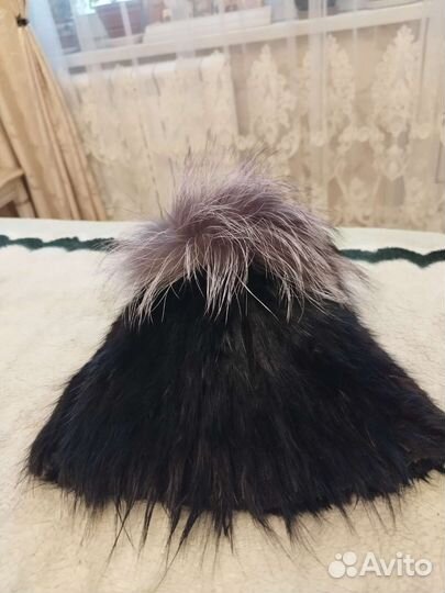 Шапка норка с помпоном