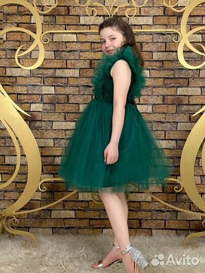 Платье нарядное зеленое елочка елка елочки 92/134