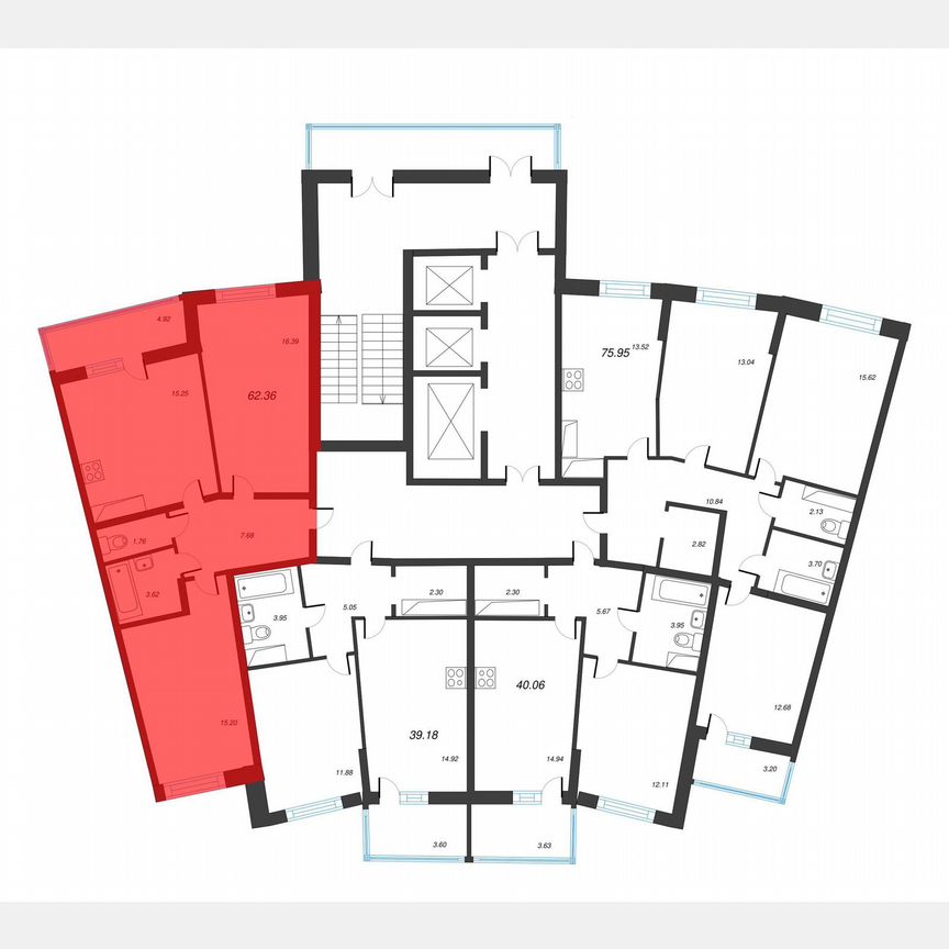 2-к. квартира, 64,8 м², 12/22 эт.