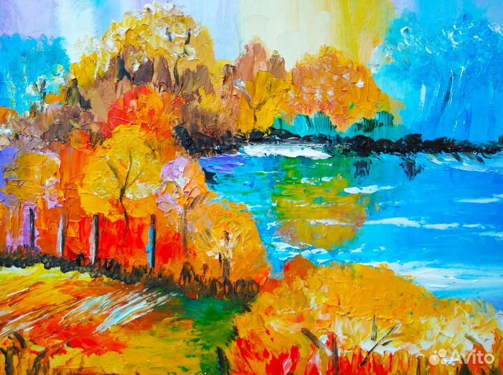 Картина маслом осенний пейзаж