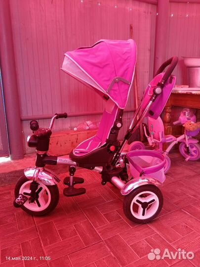 Велосипед коляска трёхколёсный с ручкой