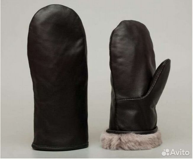 Варежки зимние мужские. Натуральная кожа, овчина