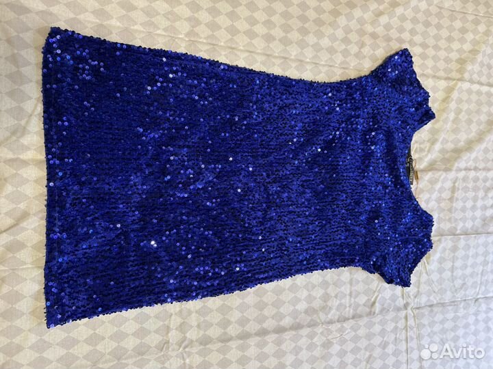 Платье вечернее синее из пайеток