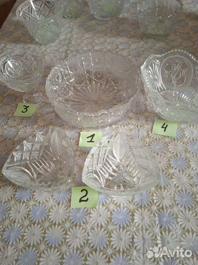 Хрустальные салатница, конфетницы, вазы СССР