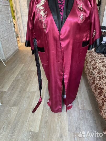 Халат женский длинный шелковый