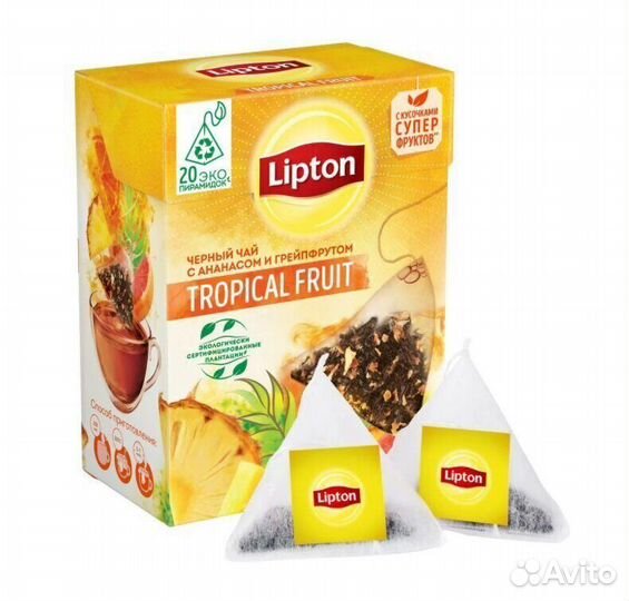 Чай Липтон Tropical Fruit Черный в пирамидках
