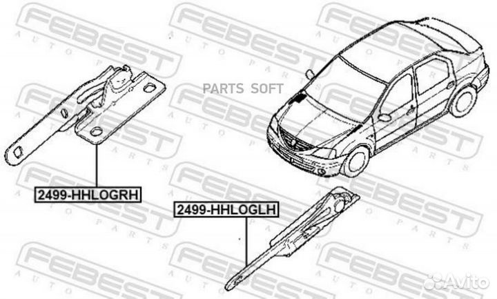 Петля капота правая 2499-hhlogrh febest 2499hhlogrh