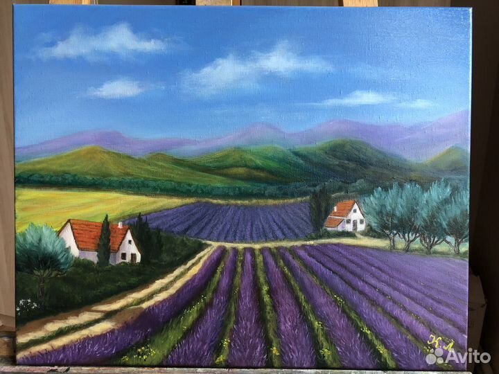 Картина маслом пейзаж Лавандовые поля