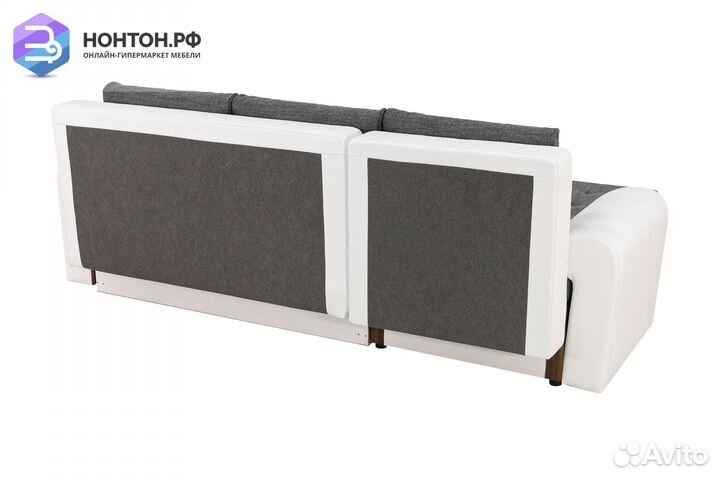 Диван угловой еврокнижка Цезарь серо-белый