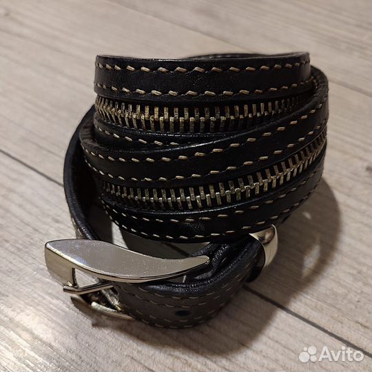 Кожаный ремень. С молнией.Ручная работа