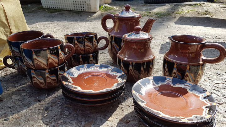 Кофейный глиняный сервиз