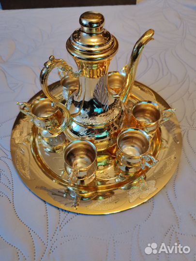 Кофейный набор, металл, позолота