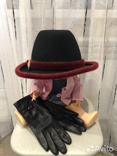 Шляпа фетровая женская+перчатки (бонусом)