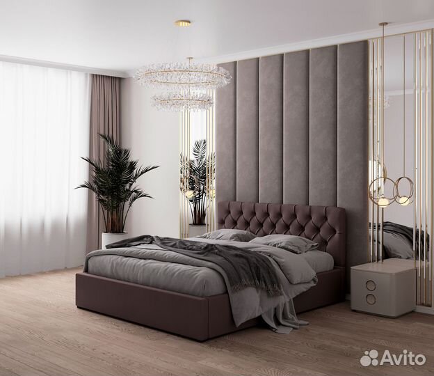 Кровать с мягким изголовьем