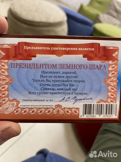 Удостоверение президента земного шара