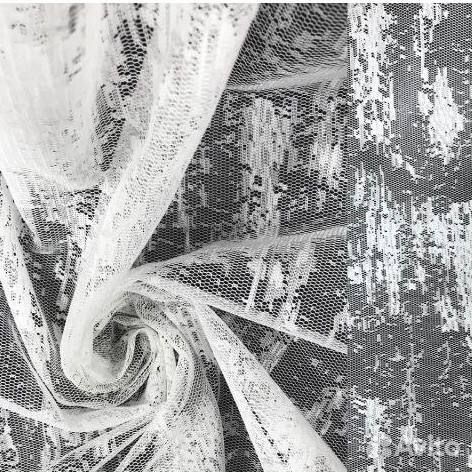 Тюль жаккард мрамор белая/Батист с цветами