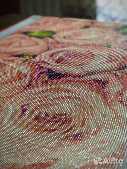 Алмазная вышивка, готовая картина из страз, розы