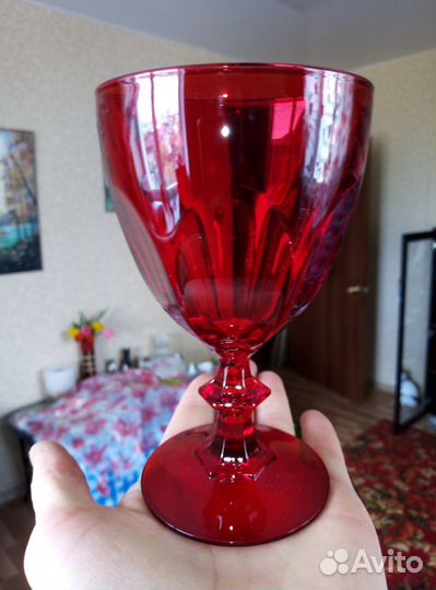 Фужеры для вина красный хрусталь цветной хрусталь
