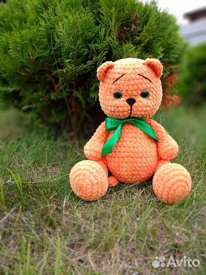 Мягкая вязаная игрушка кот котик котёнок