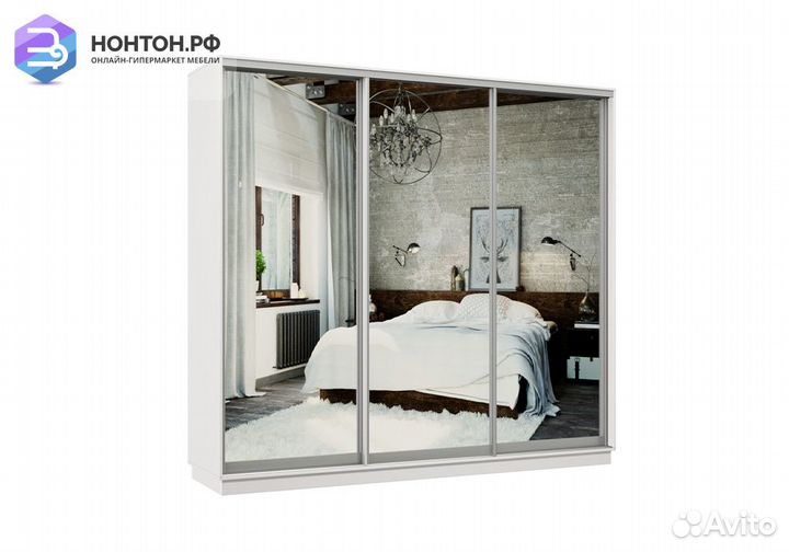 Шкаф-купе трёхдверный Прима белый
