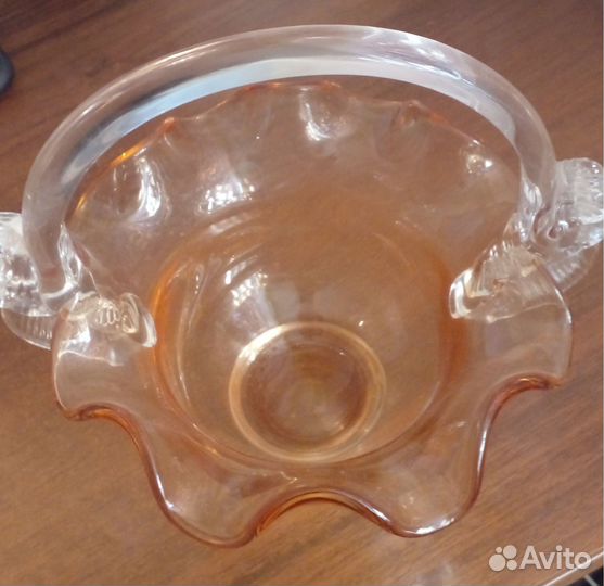 Ваза - конфетница, цветное чешское стекло