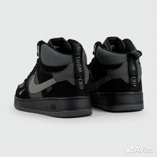 Кроссовки Nike Air Force 1 Mid Black / Grey with F