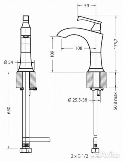 Смеситель для раковины Burlington Crosswater R-14