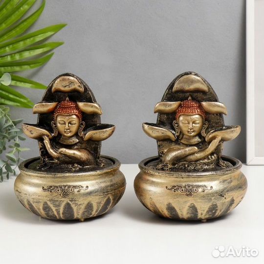 Фонтан настольный от сети, подсветка 'Будда и рука