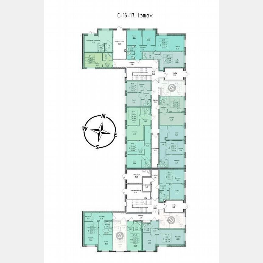 2-к. квартира, 61,9 м², 1/4 эт.