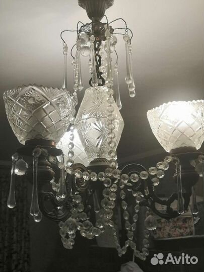 Люстра + бра комплект резной хрусталь