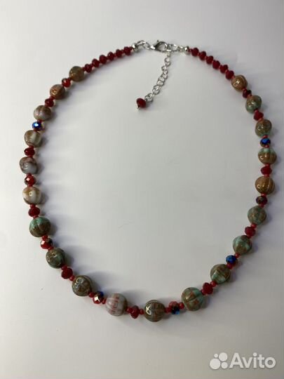 Разноцветные бусы чешское стекло 45 см