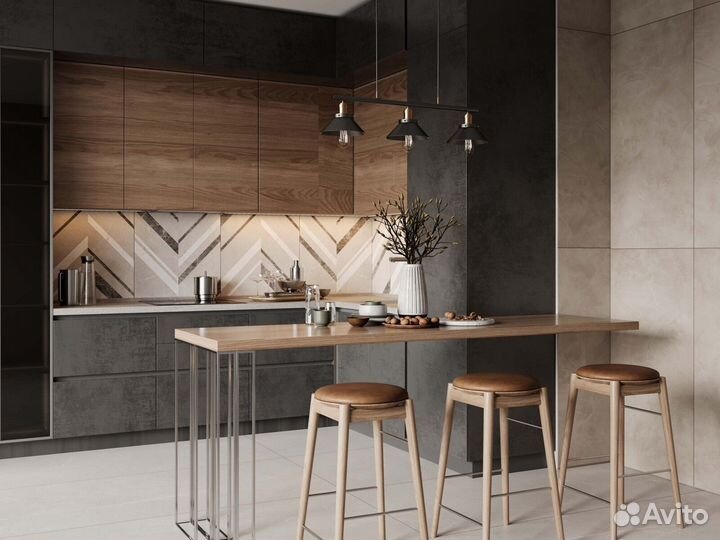 Керамическая плитка для кухни, 30x120