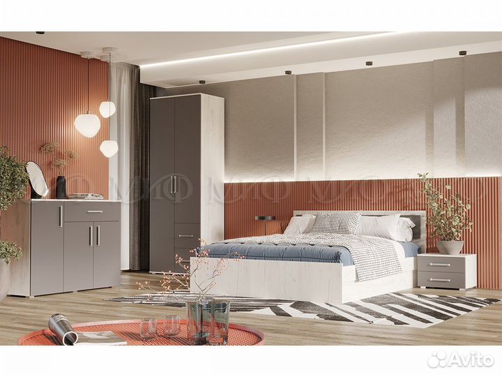 Тумба прикроватная серая