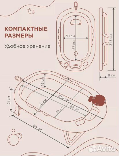 Ванночка для купания складная с термометром