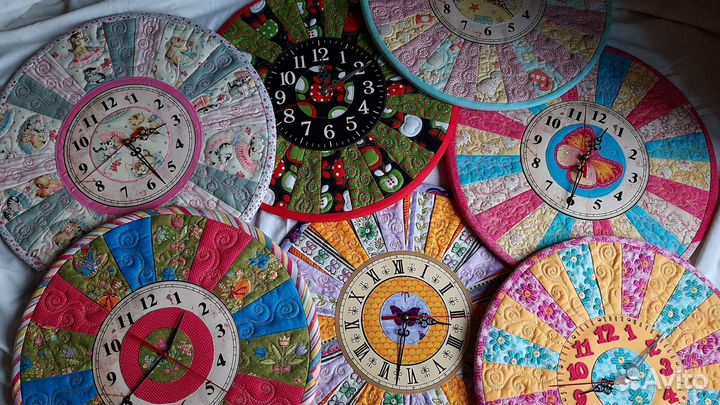 Часы лоскутные пэчворк