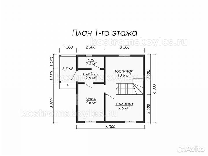 Дом из бруса 6 х 7.5 с мансардой 54 м.кв