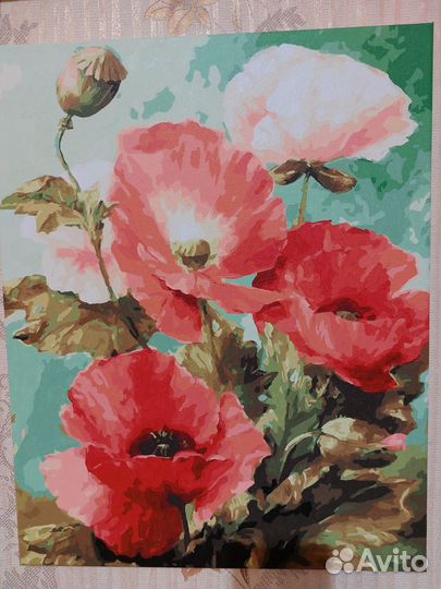 Картина 'Маки' на холсте акриловые краски