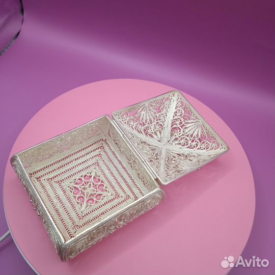 Шкатулка серебро казаковская филигрань