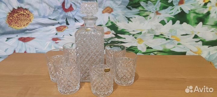Хрустальный графин и стаканы Богемия