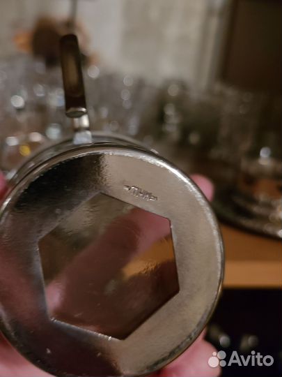 Мельхиоровые чашки с подстаканниками и блюдцами