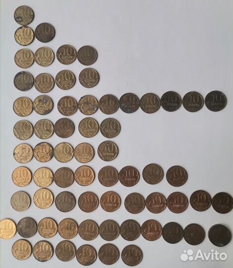 Монеты 10 копеек 2000-2010 + 2012 дефект