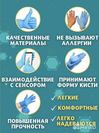 Перчатки нитриловые XL, L, M