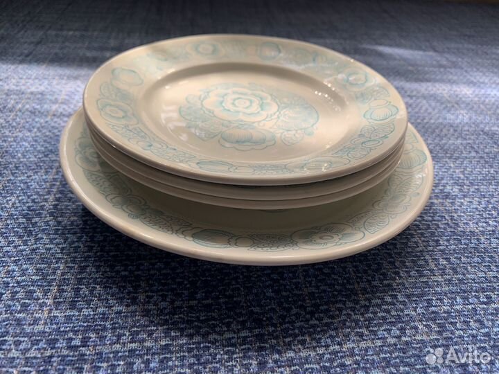 Тарелки зик Хлопок/Голубые цветы