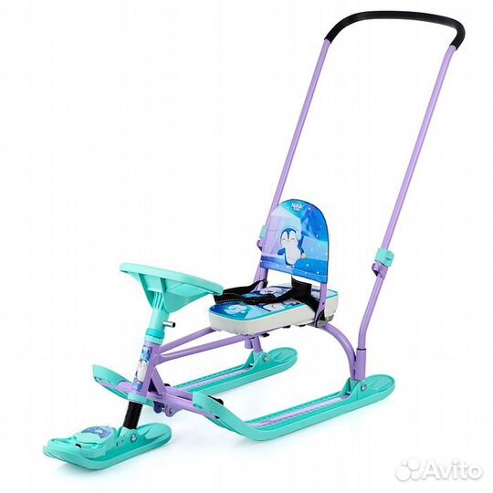 Новый Снегокат со спинкой и ручкой толкателем TW2+